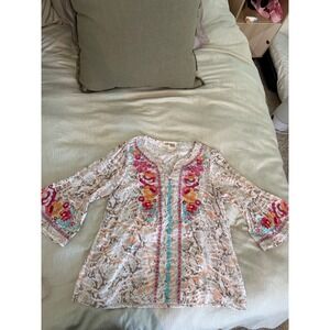 Savanna‎ Jane Embroidered Floral Top | Size L | Boho Western Peasant Tunic